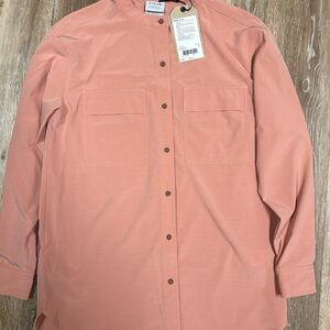 PRANA Women's Railay Tunic Top S Cloud Blush Long Sleeve Button Up UPF 50+ NWT